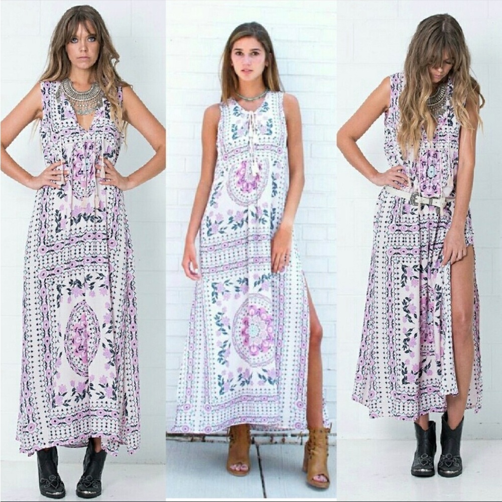 SPELL & THE GYPSY COLLECTIVE Pandora Split Dress Boho Maxi Primrose Print - Picture 2 of 16